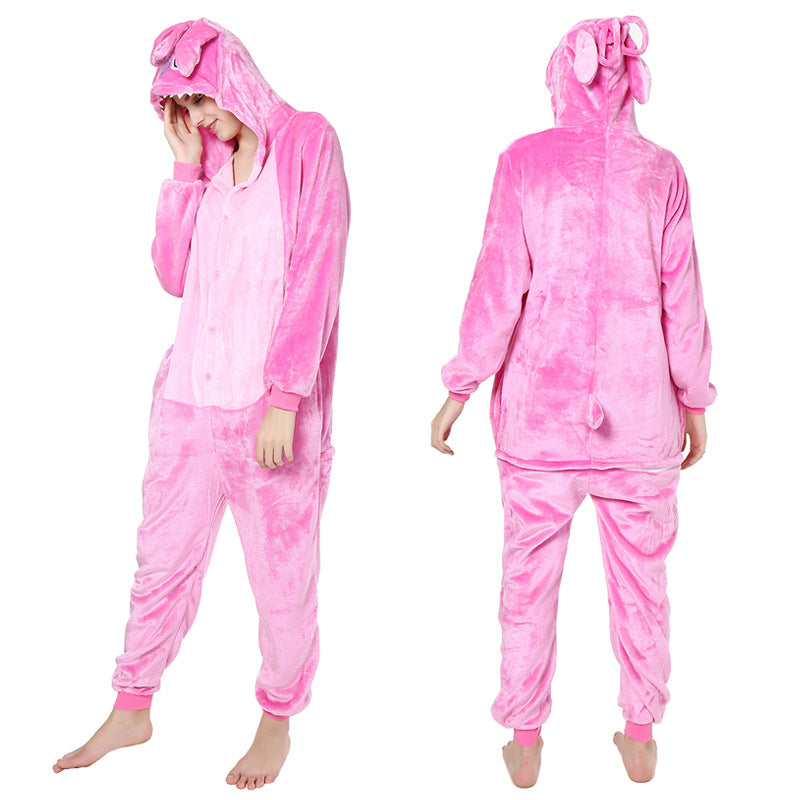 Stitch Jumpsuit Funny Flannel Warm Soft Overall Pijama Stitch Onesie Cosplay