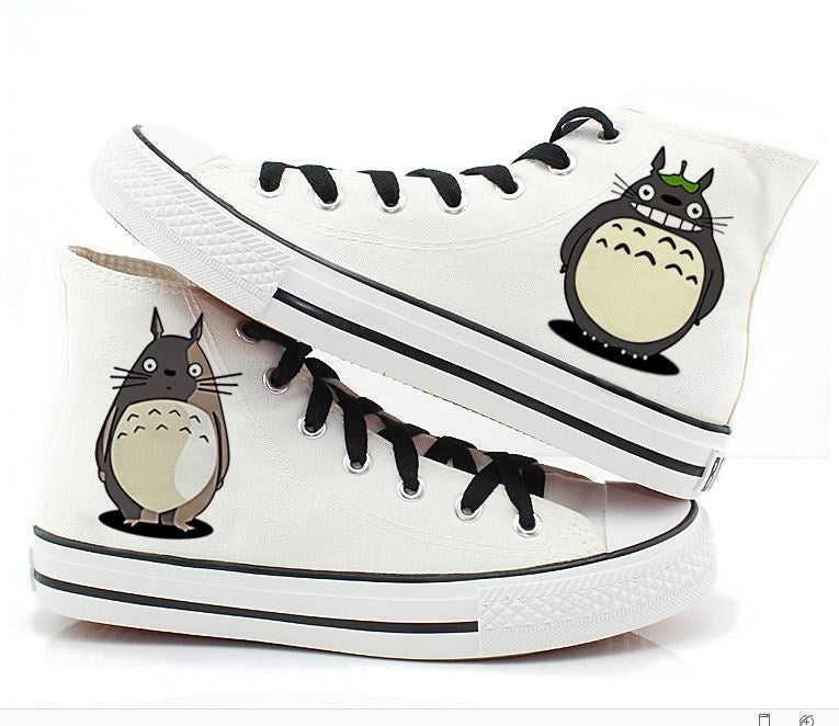 Totoro canvas shoes Totoro Hand Painted Shoes sneakers high top shoes