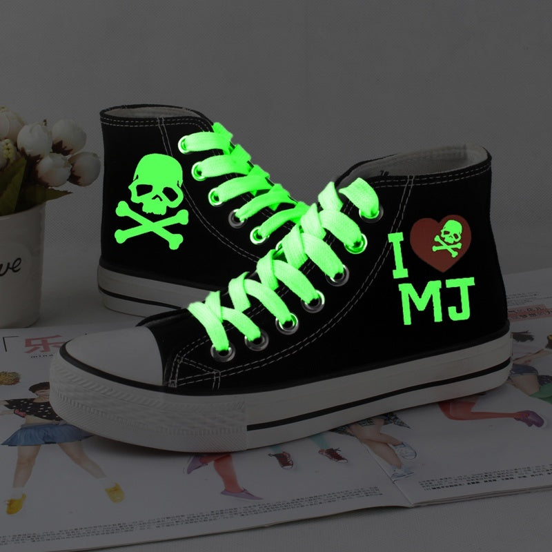 I LOVE MJ Ručně malované boty Lebka plátěné boty tenisky