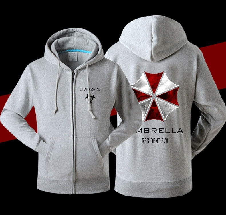 Stunning Unisex Mens And Womens Onesie Resident Evil umbrella Hooded Thickened Velour Coat Jacket Sweatshirts