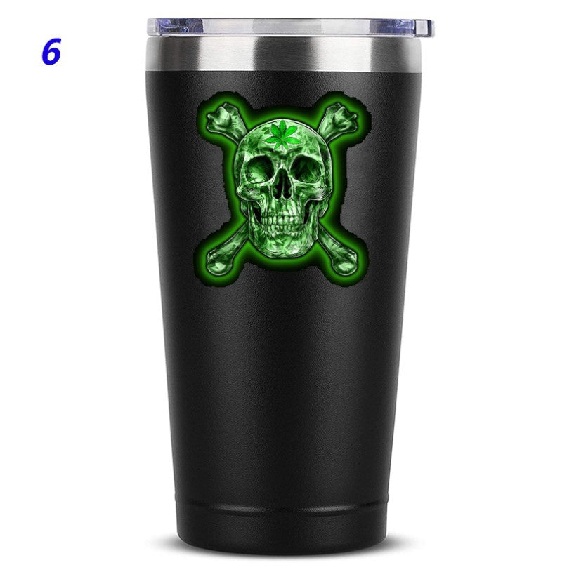 Funny Marihuana Leaves Skull Hrnek 20 OZ Nerezová sklenice izolovaný Legrační cestovní hrnek Novinka