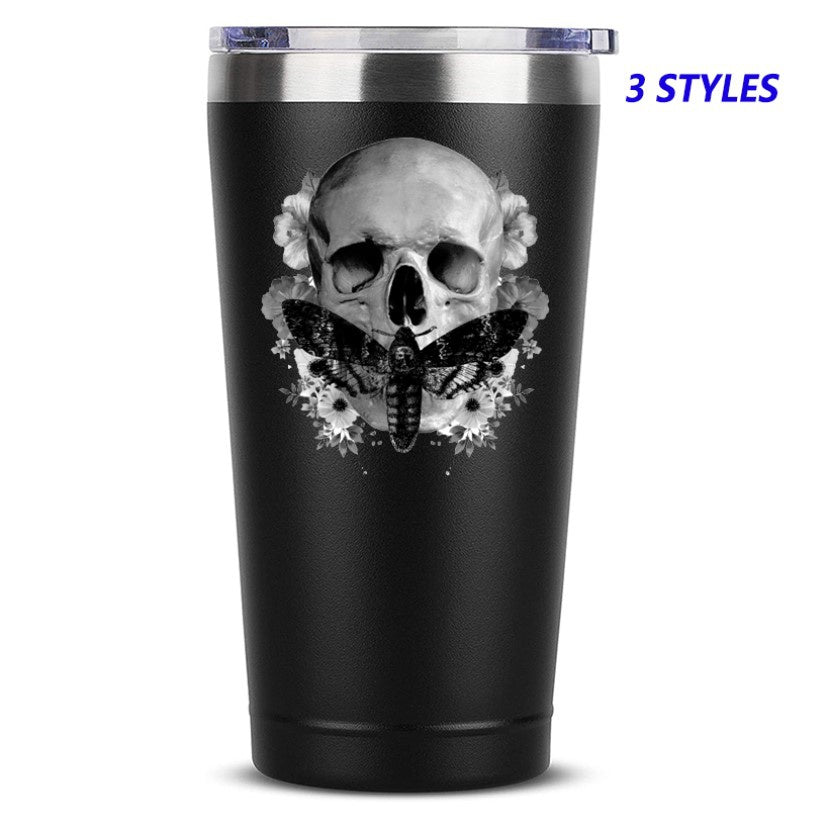 Zachovejte ticho Skull Coffee Mug 20 OZ Nerezová sklenice izolovaná Legrační cestovní hrnek Novinka