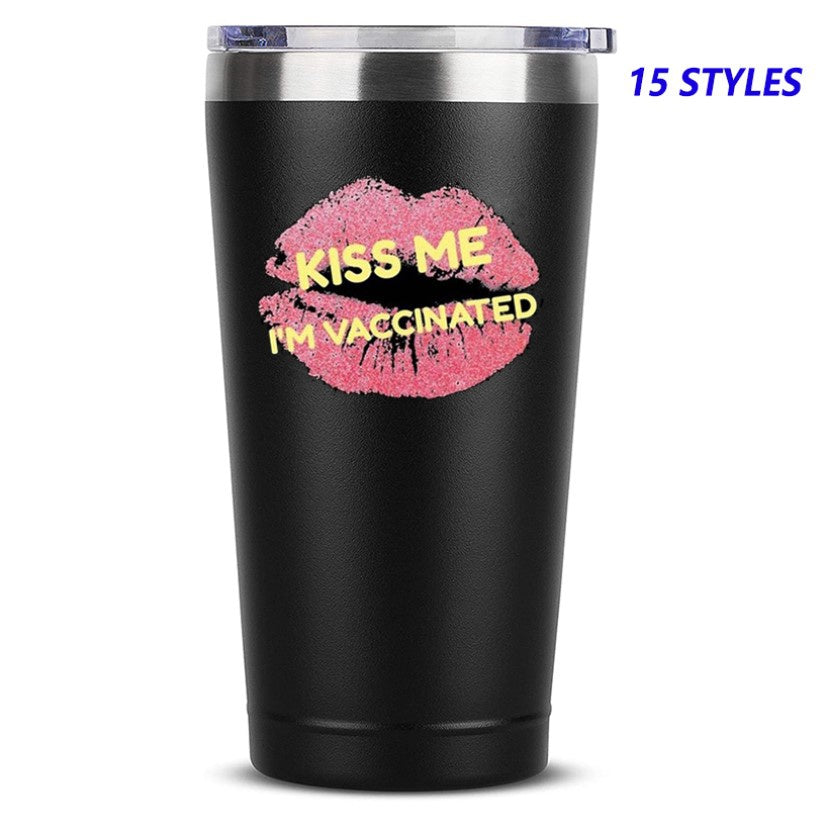 I Am Vaccinated Coffee Mug 20 OZ Stainless Steel Insulated Tumbler Beer Cup Funny Travel Mug Novelty Gift
