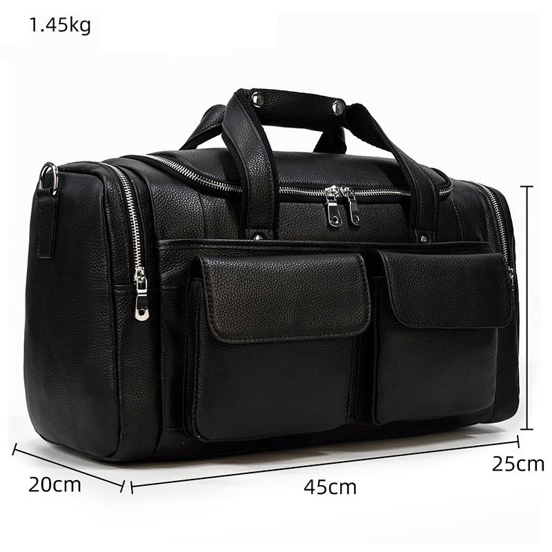Black Leather Duffle Bag | MERIDA