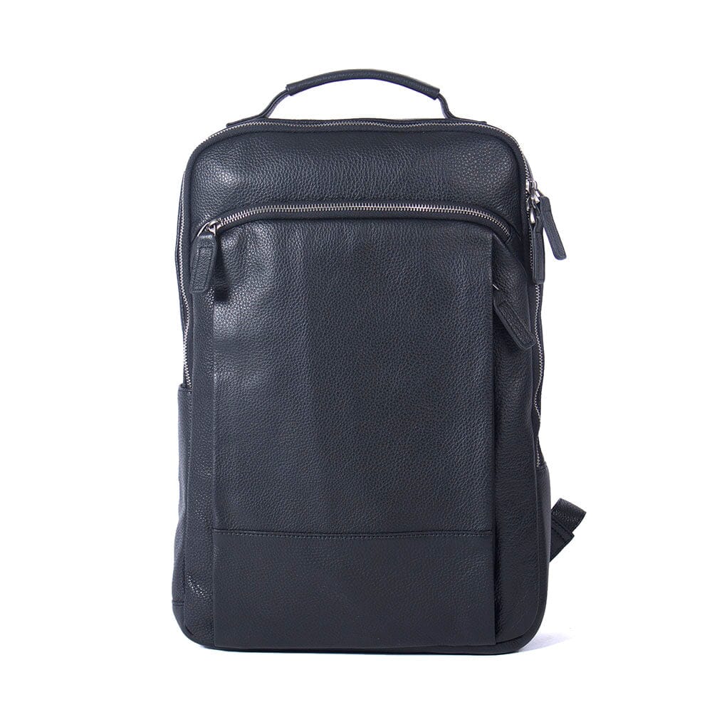 Black Leather Laptop Backpack | STEELE