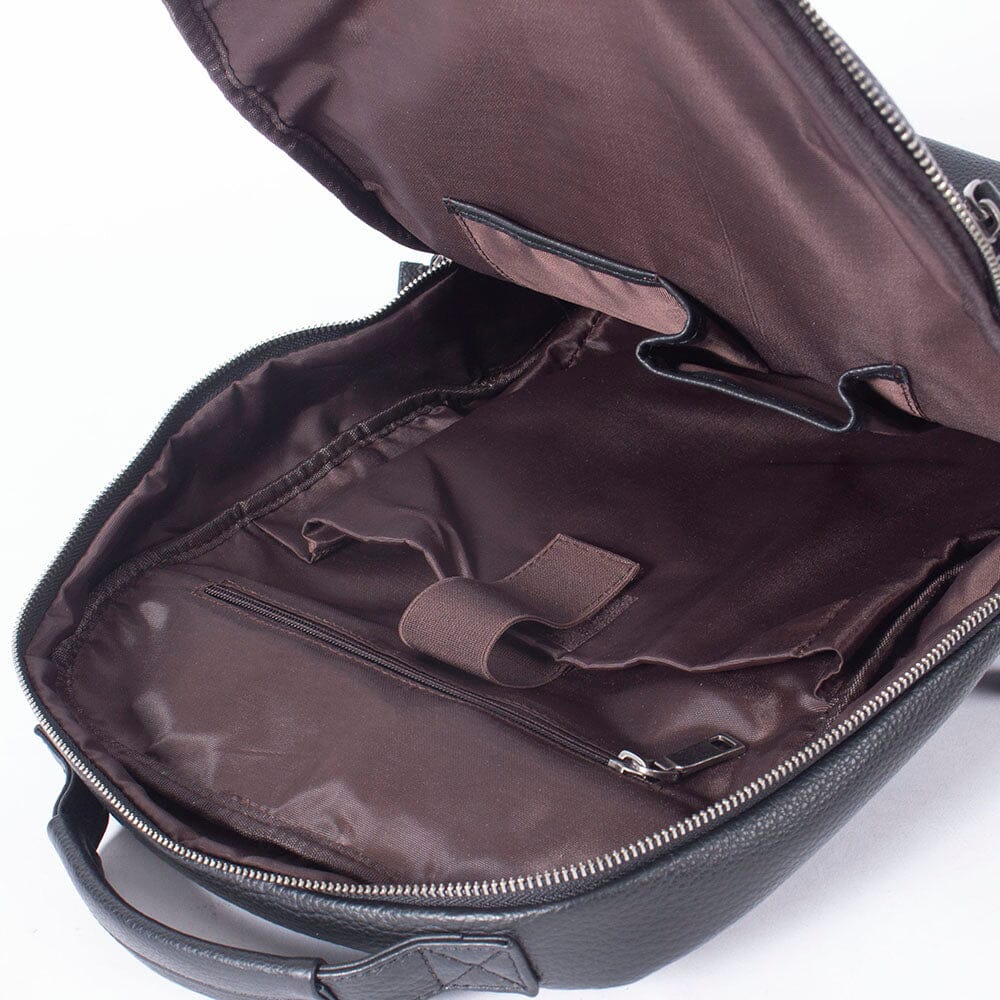 Black Leather Laptop Backpack | STEELE