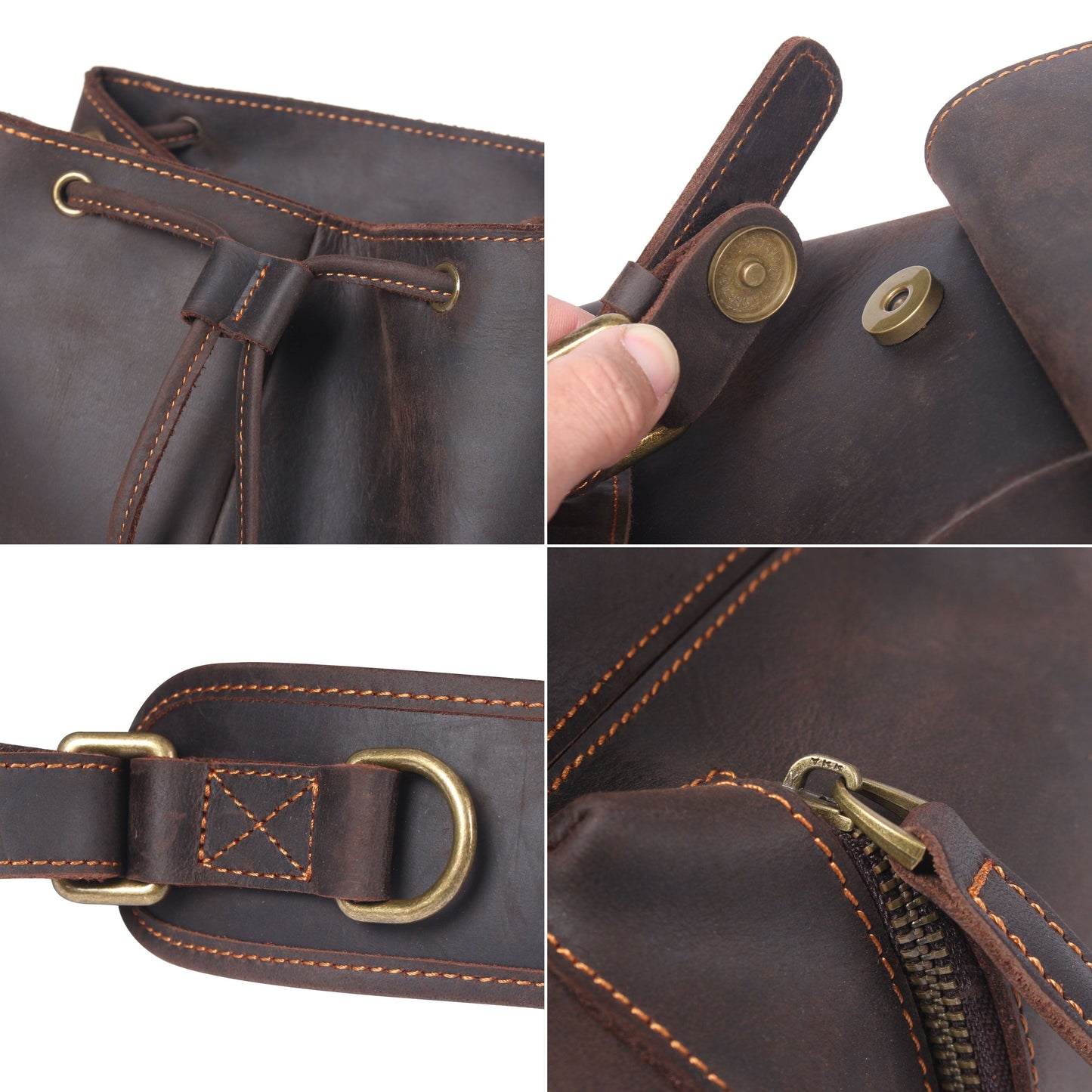 Leather Drawstring Backpack | DASHAN