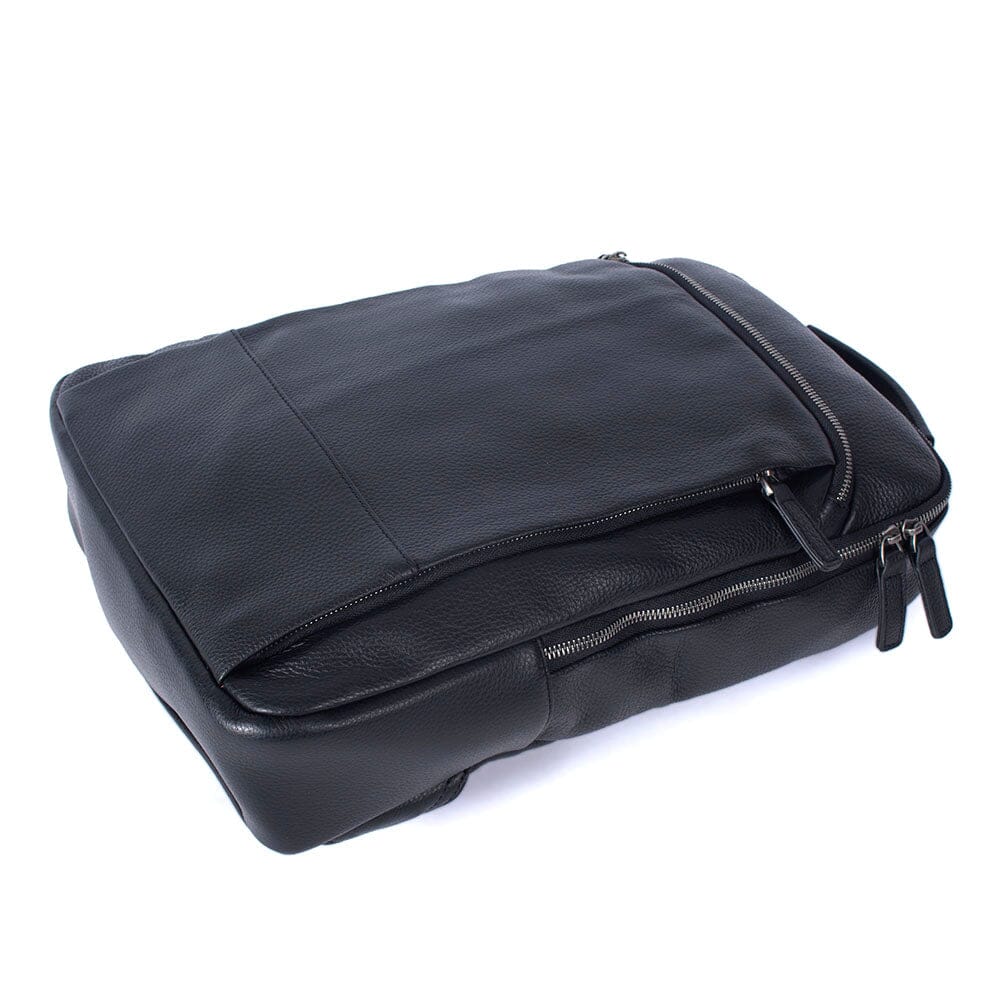 Black Leather Laptop Backpack | STEELE