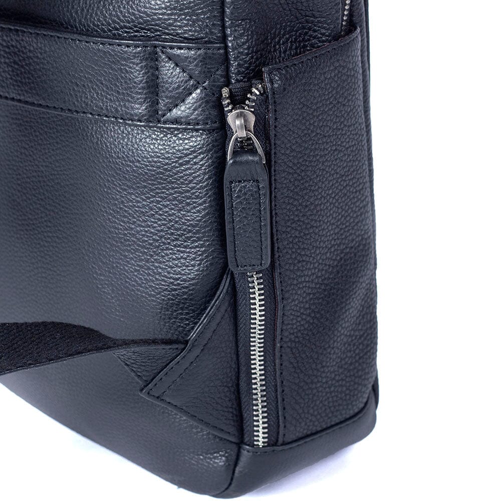Black Leather Laptop Backpack | STEELE
