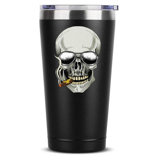 Kuřácký hrnek na kávu Skull Smoking 20 OZ sklenice z nerezové oceli izolovaný vtipný cestovní hrnek Novinka