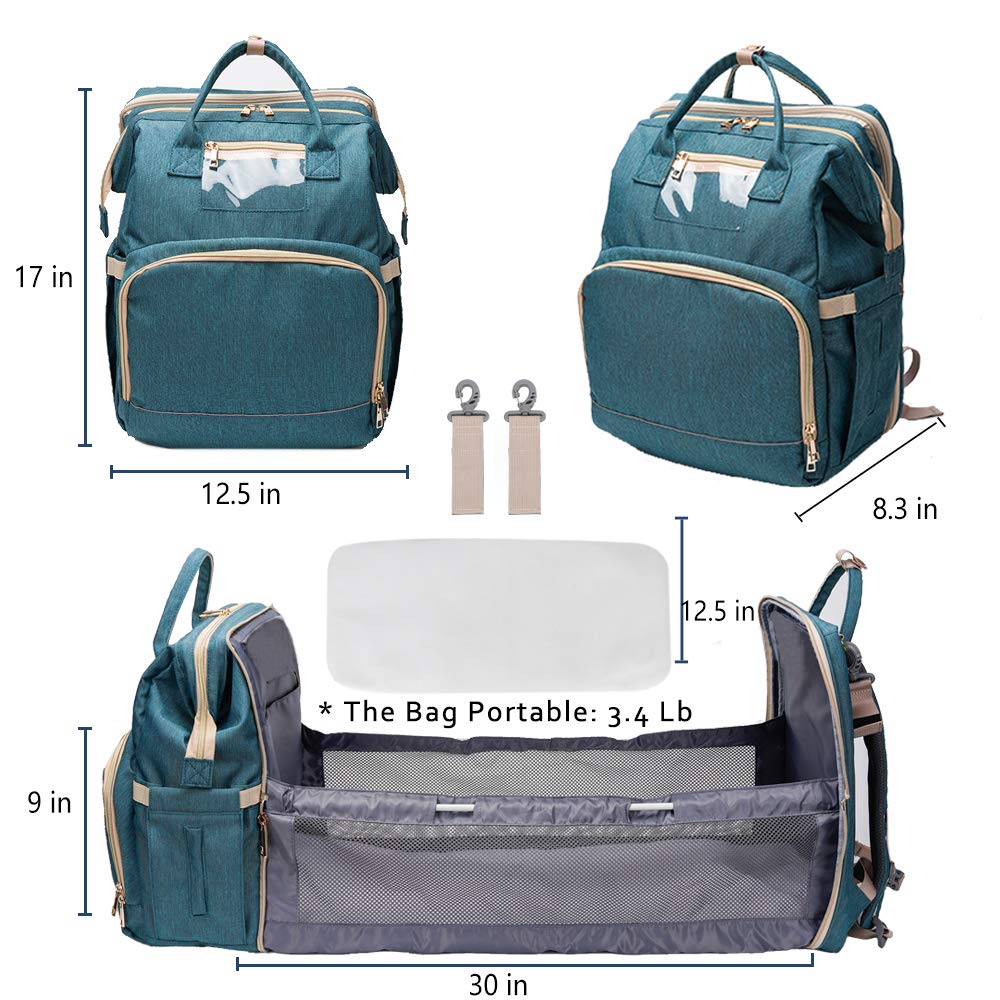 Waterproof Mummy Bag Diaper Bag Travel Backpack Foldable Crib Baby bed