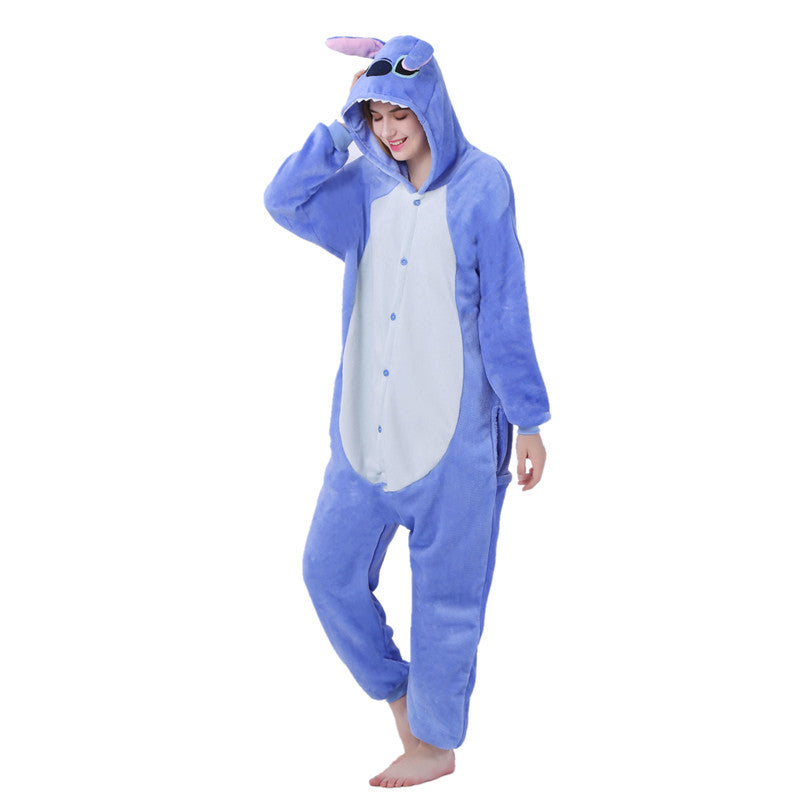 Stitch Jumpsuit  Funny Flannel Warm Soft Overall Pijama Stitch Onesie Cosplay