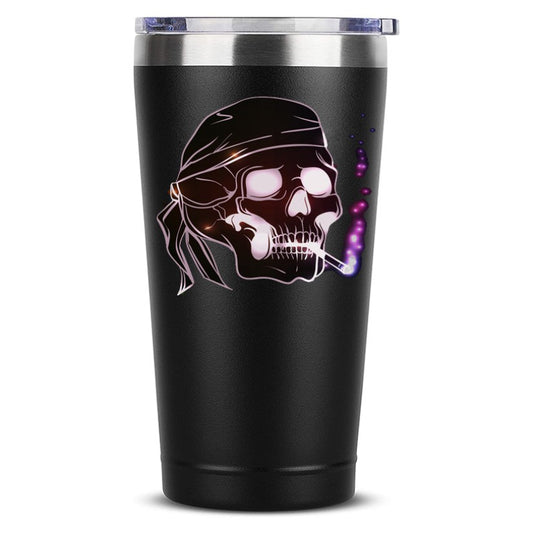 Kuřácký hrnek na kávu Skull Smoking 20 OZ sklenice z nerezové oceli izolovaný vtipný cestovní hrnek Novinka