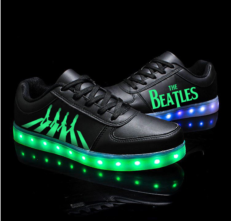 The Beatles Light Up Shoes Flashing LED Luminous Shoes Low Top Unisex Shoes