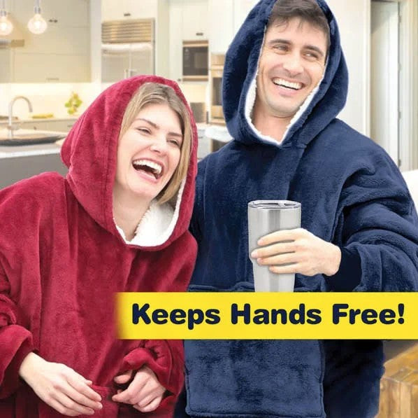 Winter Warm TV Pocket Hooded Blankets Sofa Cozy Blanket Sweatshirt