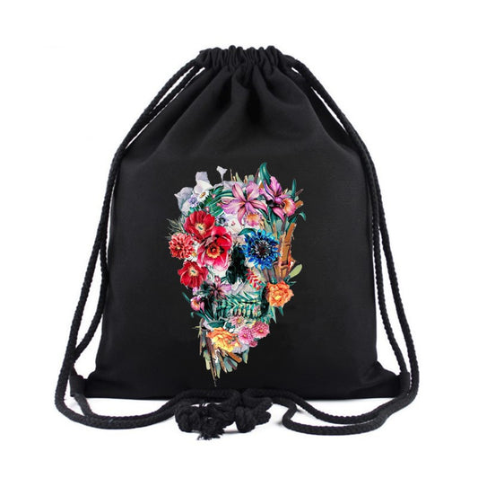 Skull Backpack for Travel Drawstring School Bags Drawstring Bags Gym Bag