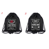 Crazy Bitch Asshole Men Backpack Travel Shopping Drawstring Bags Funny Gym Bag Mens Women's Backpack Gag Gifts