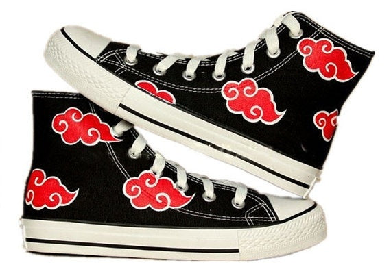 Akatsuki shoes Hand Painted Shoes  Anime Canvas shoes,Red Cloud Shoes,Christmas Gifts Birthday Gifts