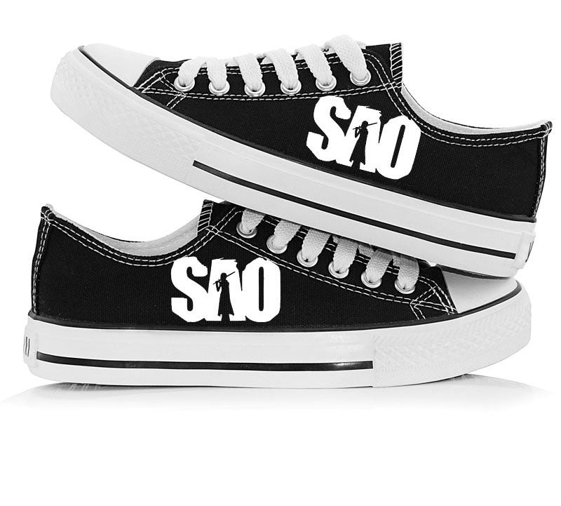 Fashion SAO Shoes Men and Womens Shoes Hand Painted Shoes Low Top Casual Canvas Shoes Sneakers