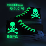 Galaxy Skull High Top Canvas Shoes Luminous Sneaker Sports Skull Shoes
