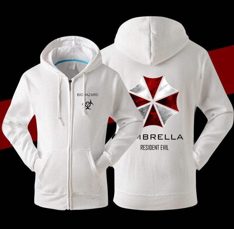 Stunning Unisex Mens And Womens Onesie Resident Evil umbrella Hooded Thickened Velour Coat Jacket Sweatshirts