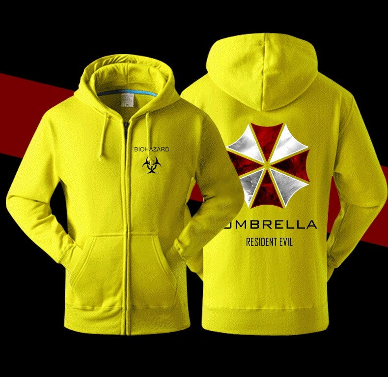 Stunning Unisex Mens And Womens Onesie Resident Evil umbrella Hooded Thickened Velour Coat Jacket Sweatshirts