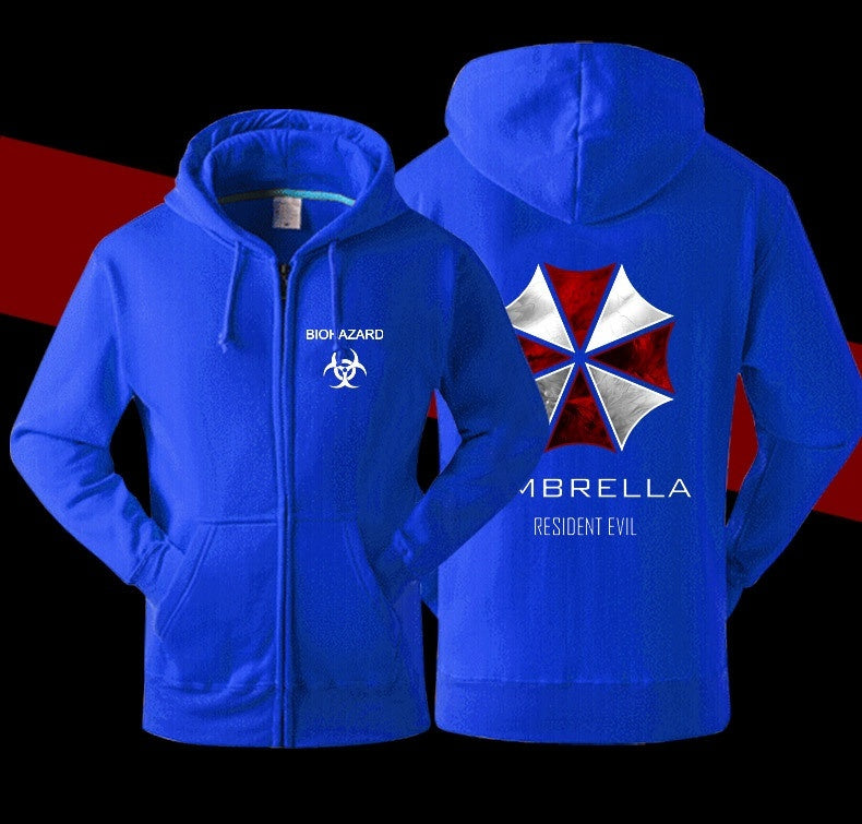 Stunning Unisex Mens And Womens Onesie Resident Evil umbrella Hooded Thickened Velour Coat Jacket Sweatshirts