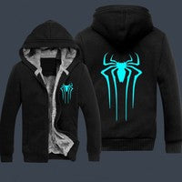 Xmas Gift Luminous Spider Thickening cotton-padded jacket Spider Winter Warm Hoodie Flannel Coats Soft Comfort Cashmere Sweatshirts