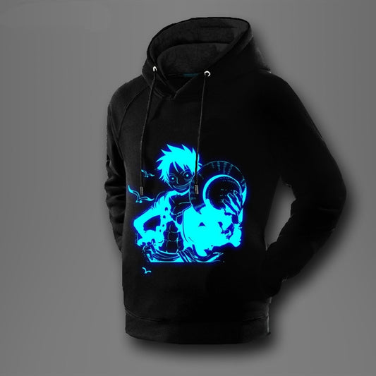 Luminous One piece Luffy  Unisex Mens And Womens Onesie Hooded Sweatshirts Lovers Sweater