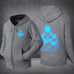 Luminous Assassins Creed Unisex  Zipper Hooded Cardigan Sweater,Stree Fashion Sports Coat,Cool Hoodie Sweater Coat