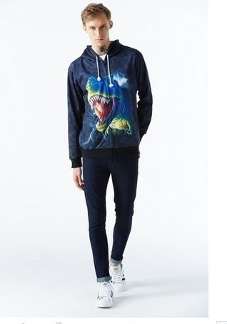 Stunning Unisex Mens And Womens Onesie Dinosaur Hooded Zip Front Sweater