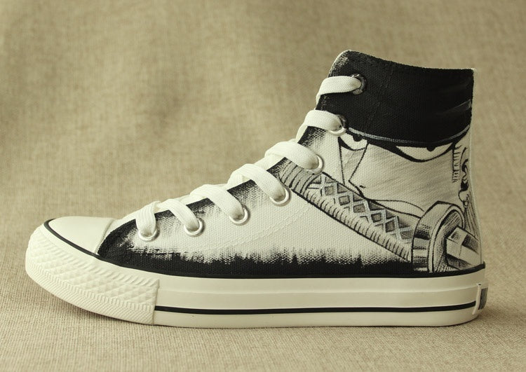 One piece Luffy hand Painted  High Top Canvas Shoes Sneakers Sports,Shoes,Leisure Shoes