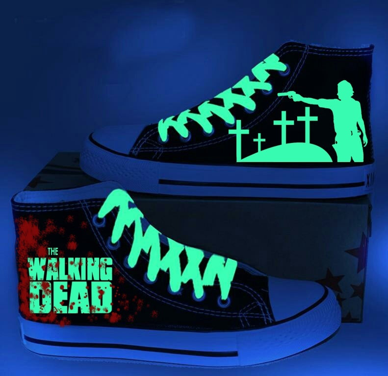 Boty Walking Dead High Top Luminous Unisex plátěné boty Osvětlené tenisky Sportovní boty