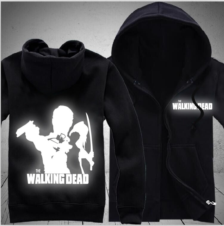 The Walking Dead Luminous Unisex Zipper Hooded Cardigan Sweater,Stree Fashion Sports Coat,Cool Hoodie Sweater Coat