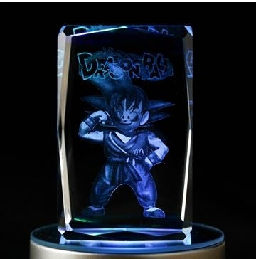 Dragonball Goku Action Figure Goku Engraving Crystal 3D LED Light Figure DRAGON BALL Doll