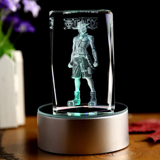 One Piece ACE Action Figure Jednodílná panenka Goku s gravírovacím krystalem 3D LED světlo Figurka