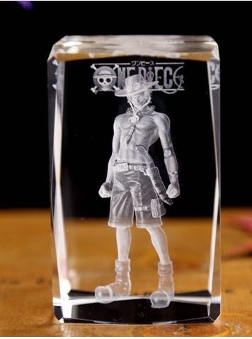 One Piece ACE Action Figure Goku Engraving Crystal 3D LED Light Figure One Piece Doll