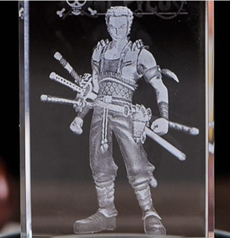 One Piece Roronoa Zoro Action Figure  Engraving Crystal 3D LED Light Figure One Piece Doll