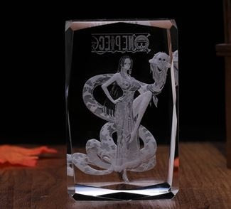 One Piece Hancock Action Figure  Engraving Crystal 3D LED Light Figure One Piece Hancock Doll