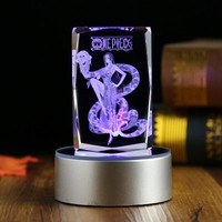 One Piece Hancock Action Figure  Engraving Crystal 3D LED Light Figure One Piece Hancock Doll