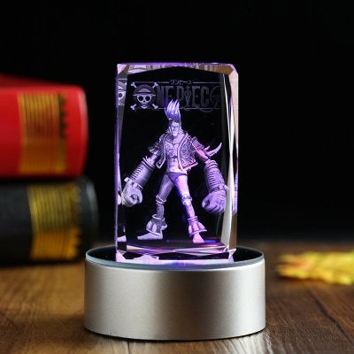 One Piece FRANKY akční figurka gravírování křišťálové 3D LED světlo Figurka One Piece Franky panenka