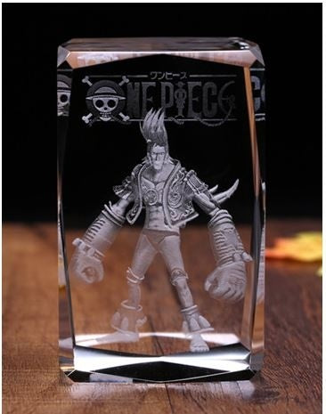 One Piece FRANKY Action Figure  Engraving Crystal 3D LED Light Figure One Piece Franky Doll