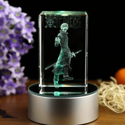 One PieceTrafalgar Law Action Figure Gravírování krystalové 3D LED světelné postavy One Piece Trafalgar Law Panenka