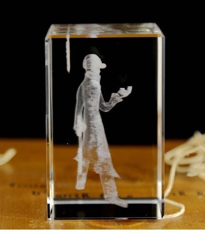 One PieceTrafalgar Law Action Figure  Engraving Crystal 3D LED Light Figure One Piece Trafalgar Law Doll
