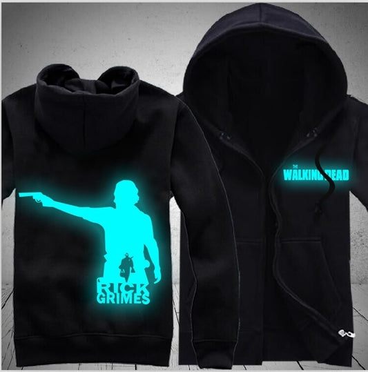 The Walking Dead Rick Grimes Luminous Unisex Zipper Hooded Cardigan Sweater,Stree Fashion Sports Coat,Cool Hoodie