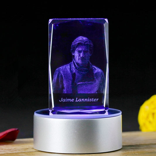 Hra o trůny Jaime Lannister gravírování krystal 3D LED světelná figurka Panenka Game of Thrones