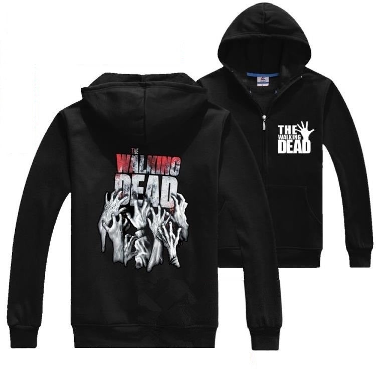 The Walking Dead Thickened Velour Coat Jacket Sweatshirts The Walking Dead Unisex Zipper Hooded Cardigan Sweater Gifts