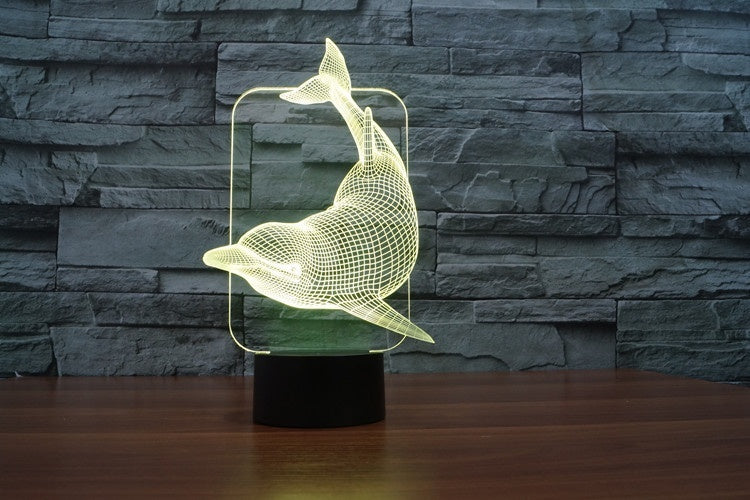 The dolphins 3D Illusion Led Table Lamp 7 Color Change LED Desk Light Lamp dolphins Art Deco Birthday Gifts Christmas Gifts