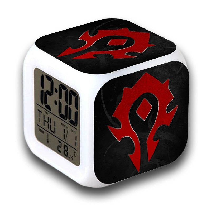 World of Warcraft  LED Colorful Lights Creative Small Alarm Clock Room Bedroom World of Warcraft Clock Birthday Gifts Christmas Gifts