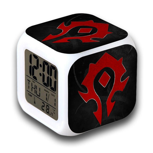 World of Warcraft  LED Colorful Lights Creative Small Alarm Clock Room Bedroom World of Warcraft Clock Birthday Gifts Christmas Gifts